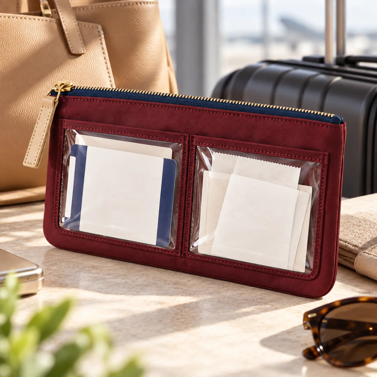 Boarding Pass and Receipt Pouch — in use